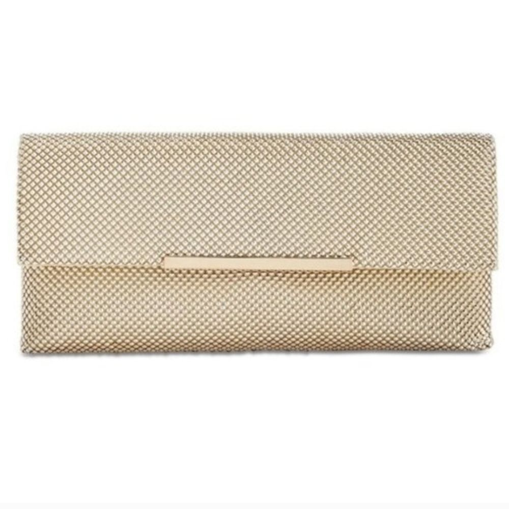 I.N.C. International Concepts Hether Shiny Mesh Clutch In Light Gold Evening
